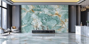 奢华绿金大理石客厅背景墙