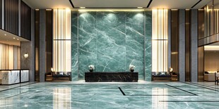 豪华大理石装饰的酒店大堂
