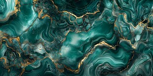 绿金交融的梦幻流体纹理