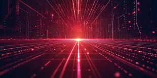 未来科技感的红色光线场景