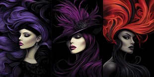 奇幻长发时尚女性插画