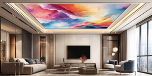 梦幻客厅天花板艺术彩绘