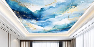 梦幻蓝金抽象艺术天花板