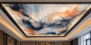 艺术抽象风天花板壁画