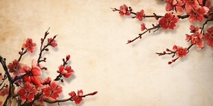 中式古风红梅背景图