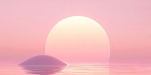 梦幻粉调海上日落美景