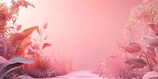 梦幻粉色植物景观小径