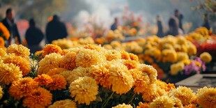 金秋菊展人赏花景