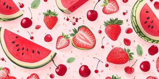 夏日缤纷水果无缝背景图