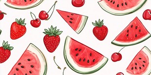 夏日缤纷水果图案插画