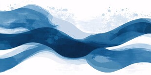蓝色水墨风格波浪背景图