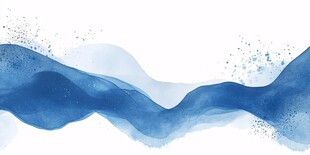 蓝色水墨风格波浪背景图