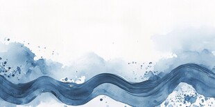 蓝调水墨风波浪背景图