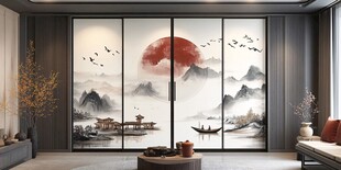 中式山水屏风美轮美奂