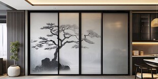 中式水墨风移门室内场景