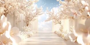 梦幻唯美白花浪漫通道