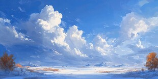冬日晴空下的旷野美景