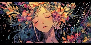 花之少女梦幻插画