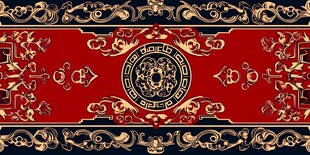 中式古典红色花纹装饰图案