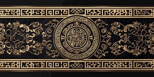 古典黑金中式花纹装饰图案