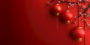 红色背景下的喜庆红灯笼