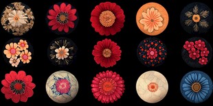 多彩精美刺绣花朵图案展示