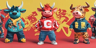 潮酷牛形象贺中国年