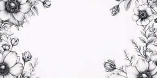 黑白花卉边框装饰图案