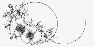 花卉环绕的简约圆形图案