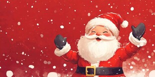 欢乐圣诞老人在飘雪场景中