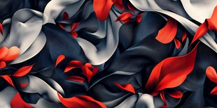 红黑白交织的流动织物纹理