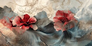 水墨花卉山水抽象艺术图