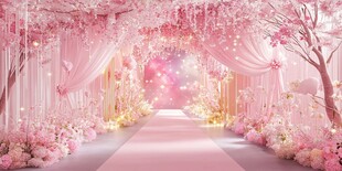 梦幻粉色系浪漫婚礼场景