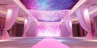 梦幻粉色星空主题婚礼场地