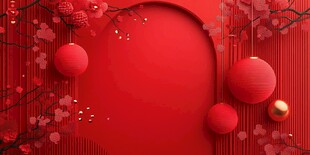 喜庆中式红背景装饰图