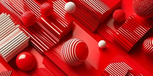 红色立体几何抽象艺术图案