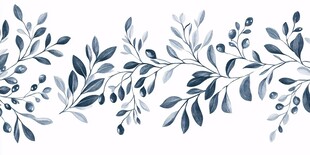 蓝调枝叶花纹装饰图案