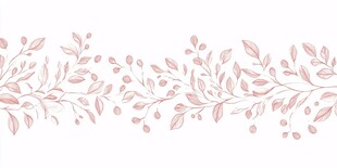 粉色手绘花卉枝叶分隔线