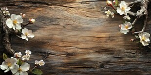 木质背景上的素雅春花