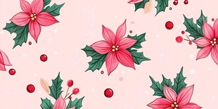 粉色圣诞一品红图案背景