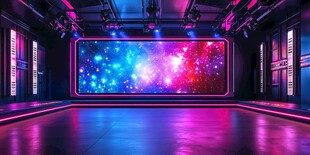 梦幻炫彩的科技感演播空间