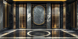 奢华大理石电梯厅空间设计