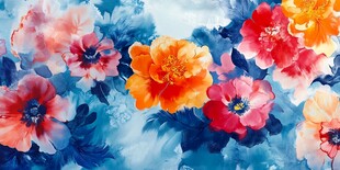 绚丽水彩花卉图案背景