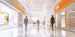 现代商场内的行人购物场景