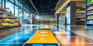 超市内部整洁的购物通道