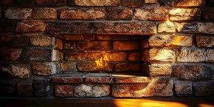 砖砌壁炉中燃烧的温暖火焰