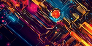 炫彩科技风电路图案背景