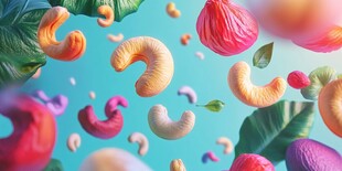 缤纷腰果与蔬果的梦幻组合