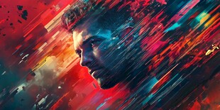 科幻风格的男子侧脸特写