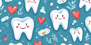 可爱牙齿图案装饰插画